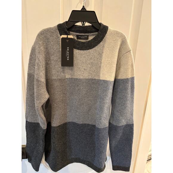 Selected Homme Mens Multicolor Blue Wool Sweater Size Small - Picture 1 of 1